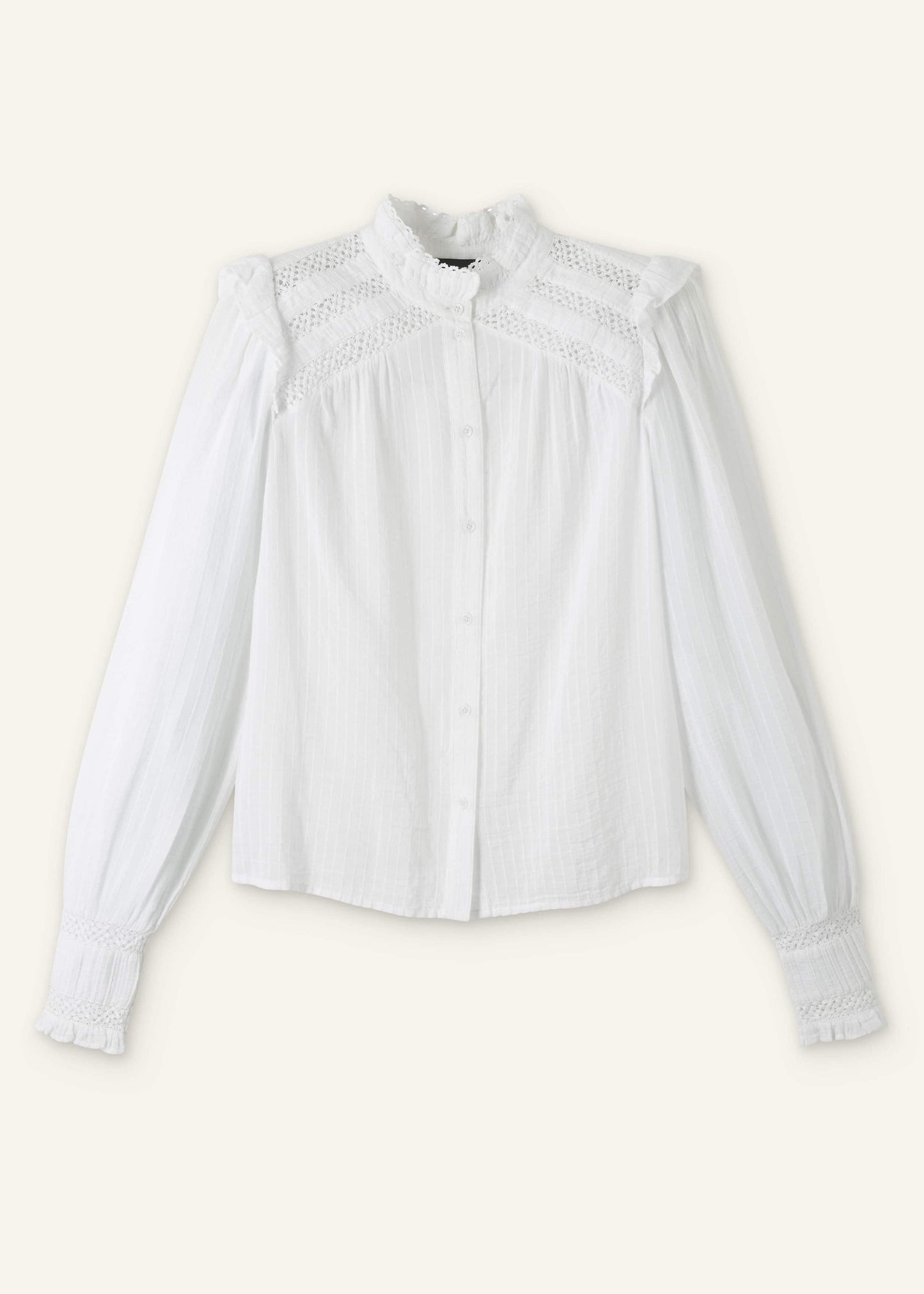 White Cotton + Lace Trim Blouse
