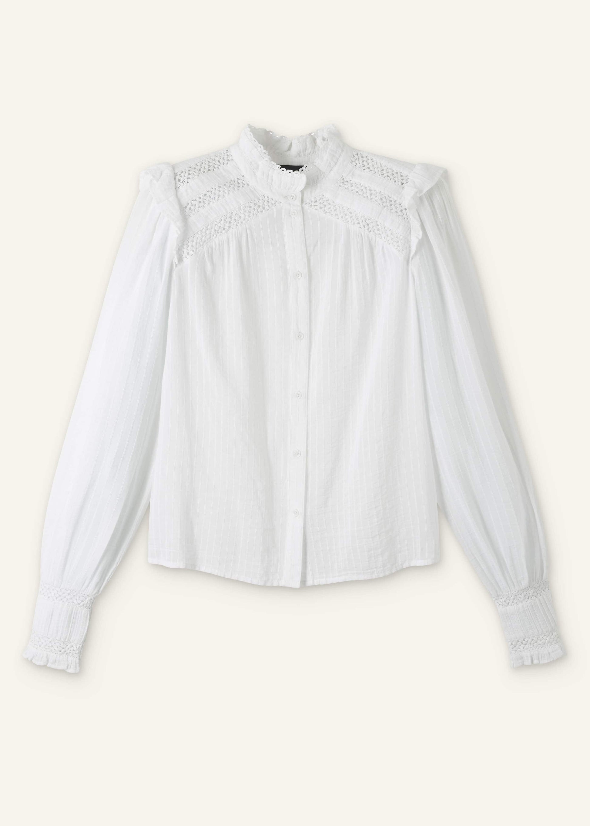 White Cotton + Lace Trim Blouse