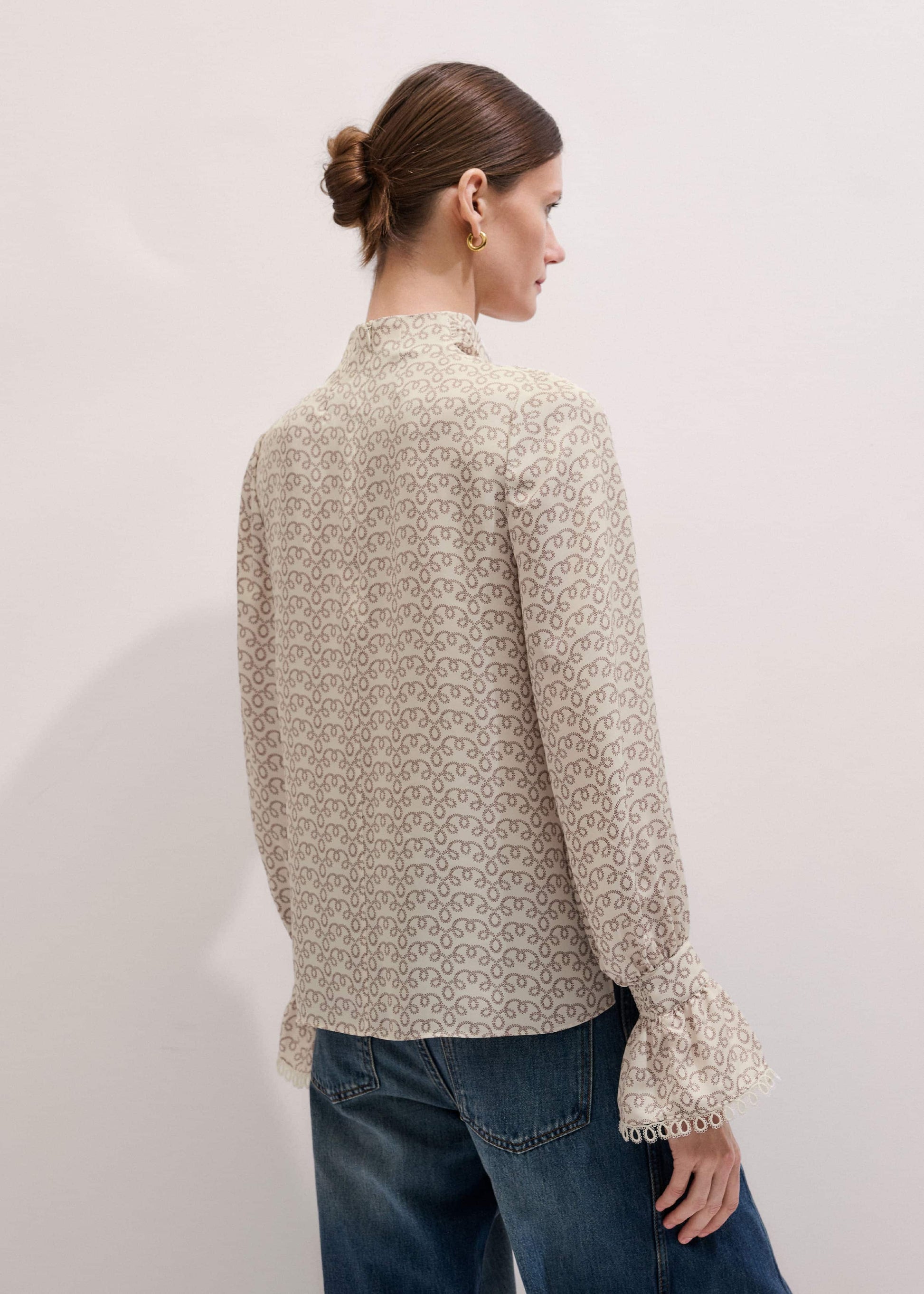 Cream Silk Delicate Cowl Neck Blouse