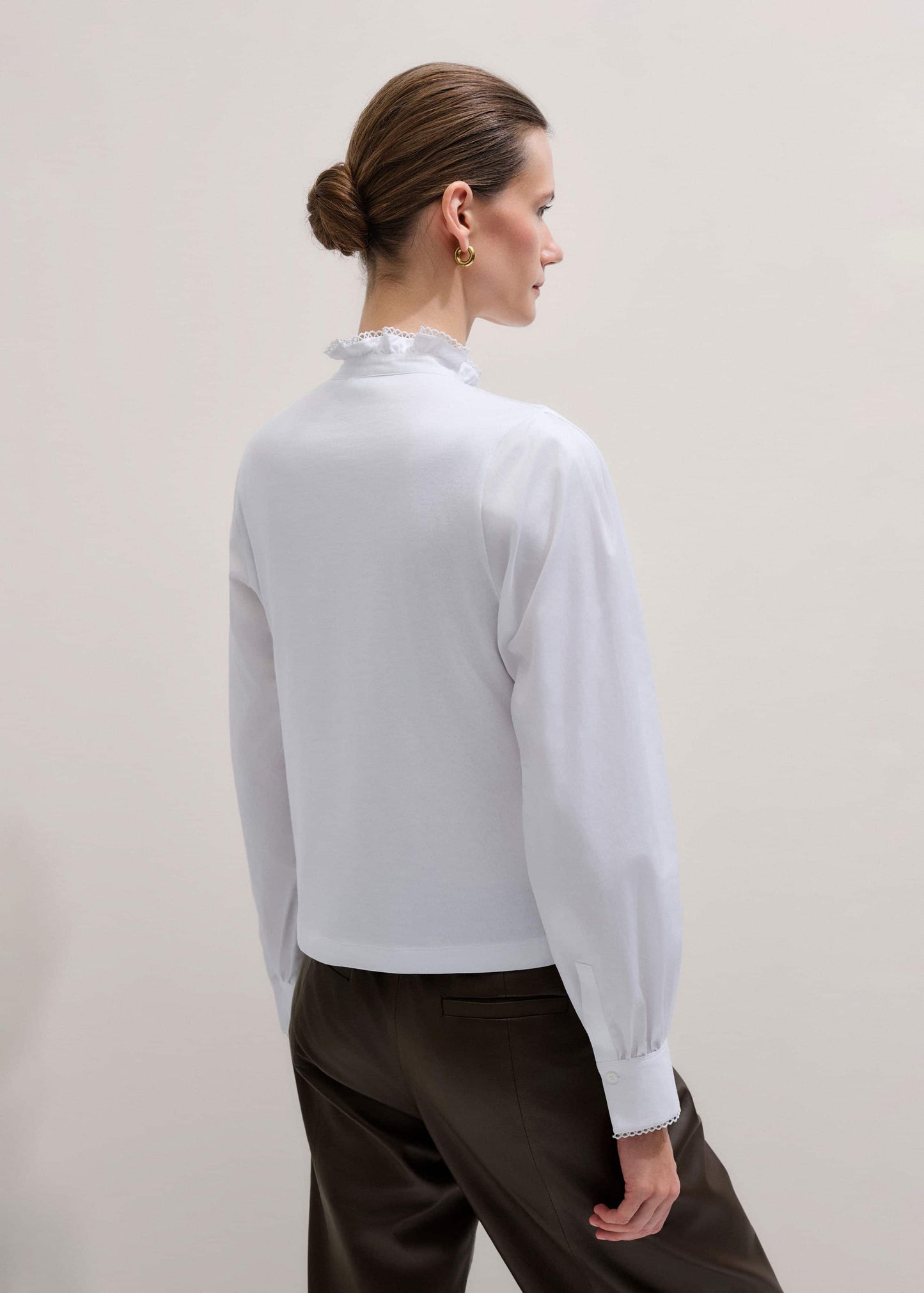 White Frill Neck Layering Blouse