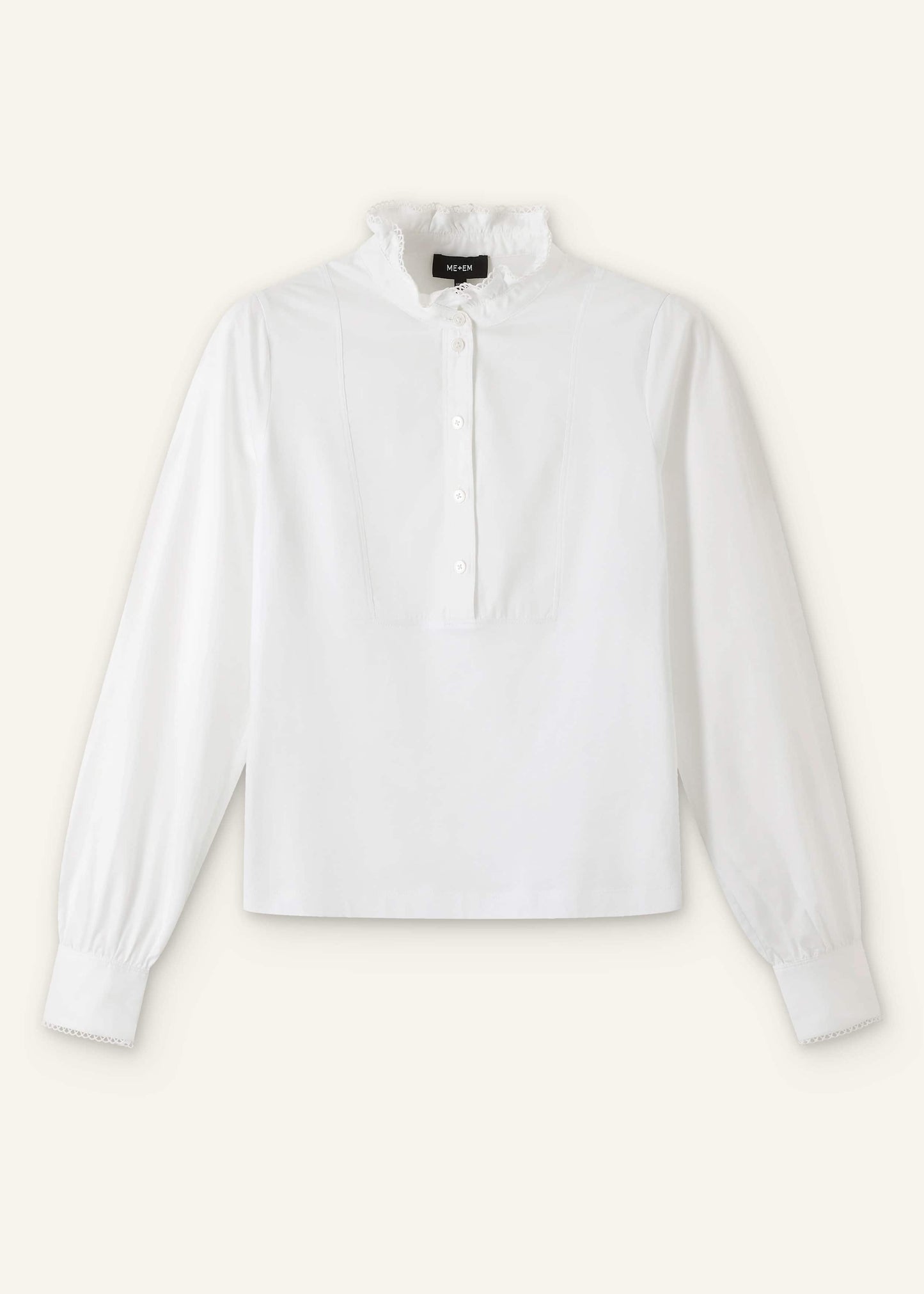 White Frill Neck Layering Blouse