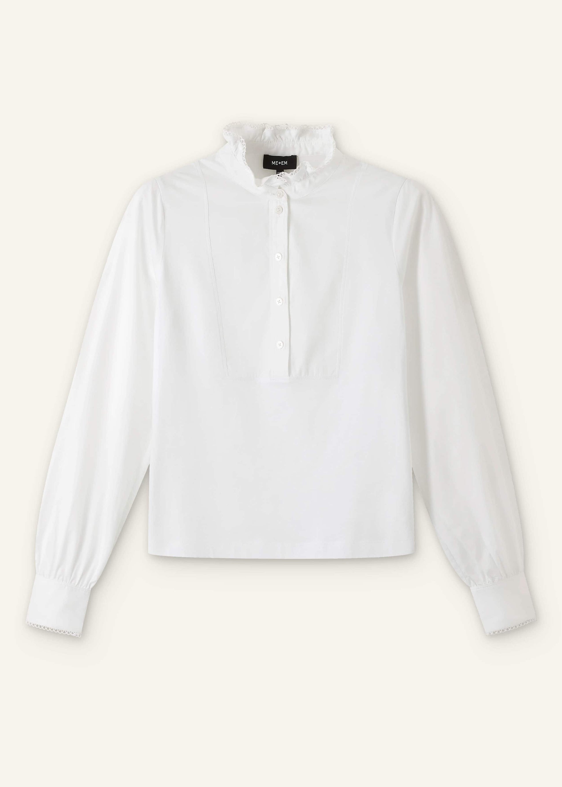 White Frill Neck Layering Blouse