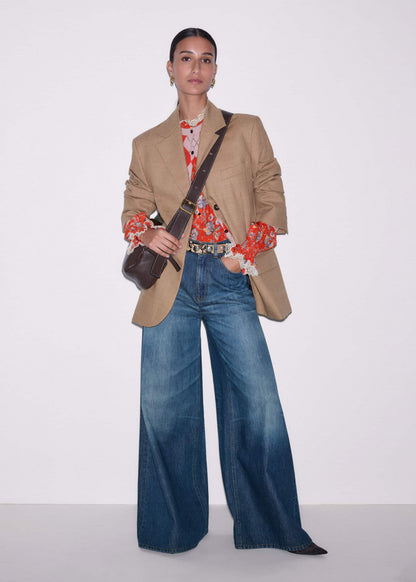 Orange Ornate Floral Paisley Print Blouse