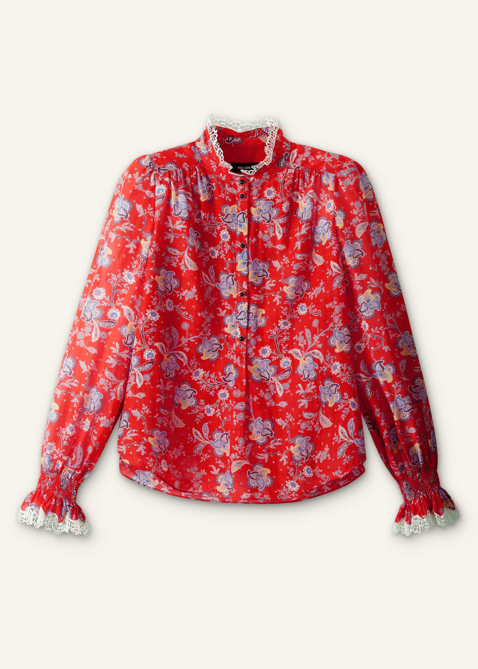 Orange Ornate Floral Paisley Print Blouse