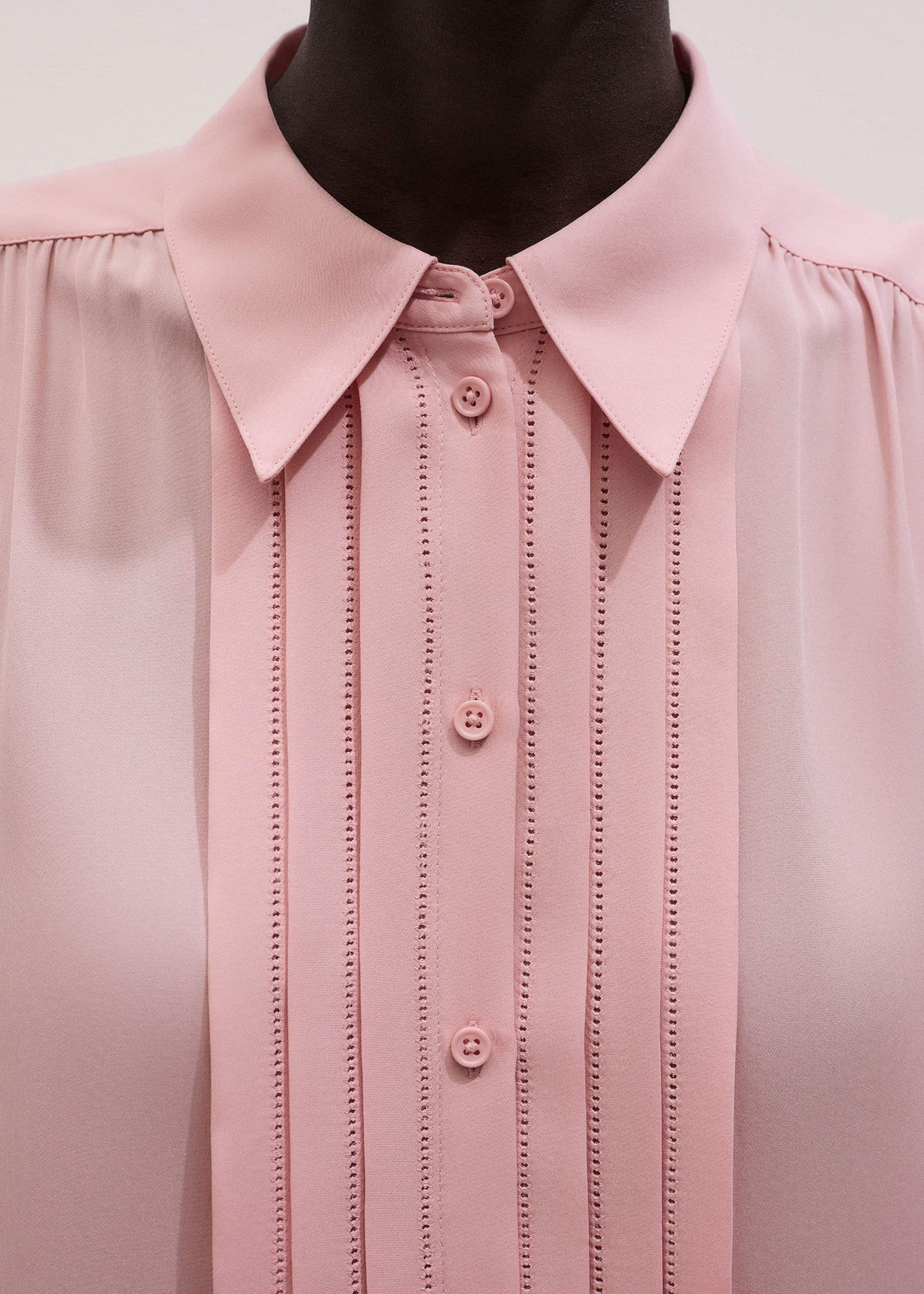 Pink Silk Feminine Embroidered Fluid Straight Blouse