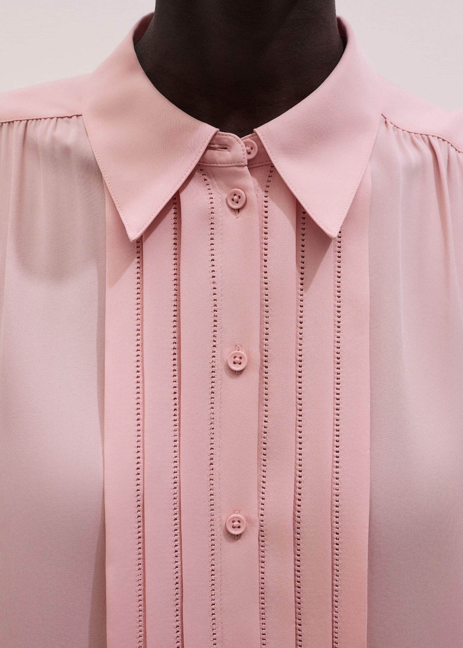 Pink Silk Feminine Embroidered Fluid Straight Blouse