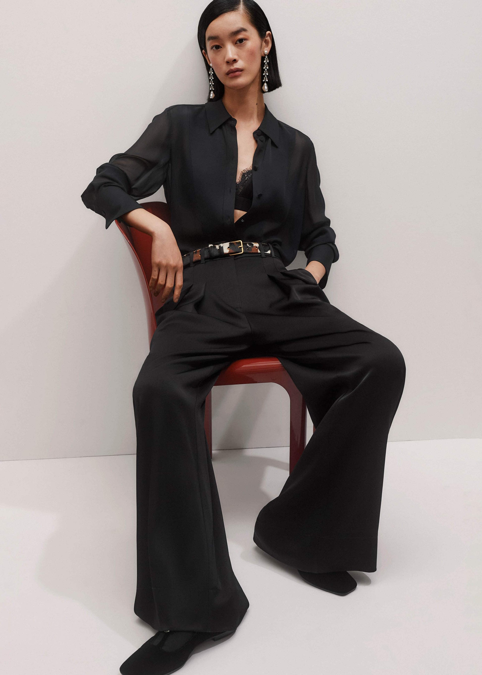 Black Sheer Silk Evening Blouse