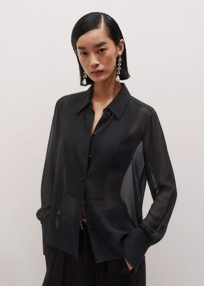Black Sheer Silk Evening Blouse