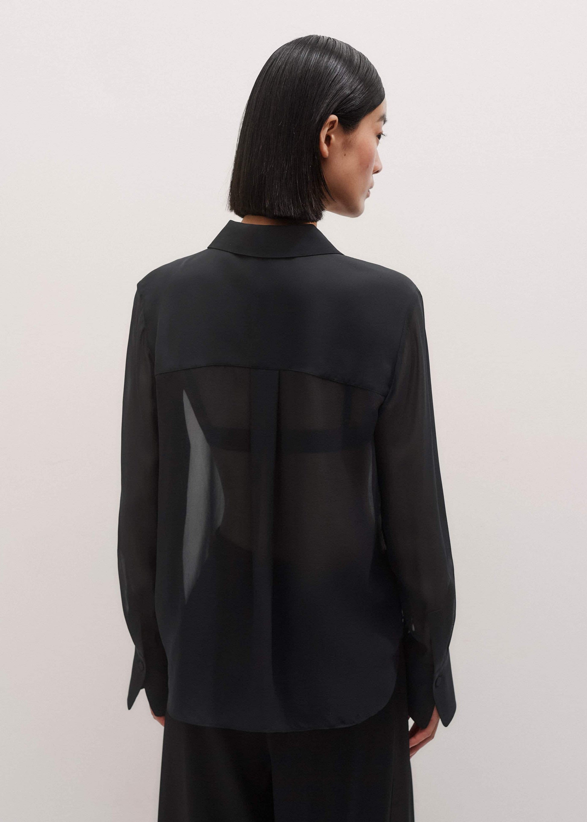 Black Sheer Silk Evening Blouse