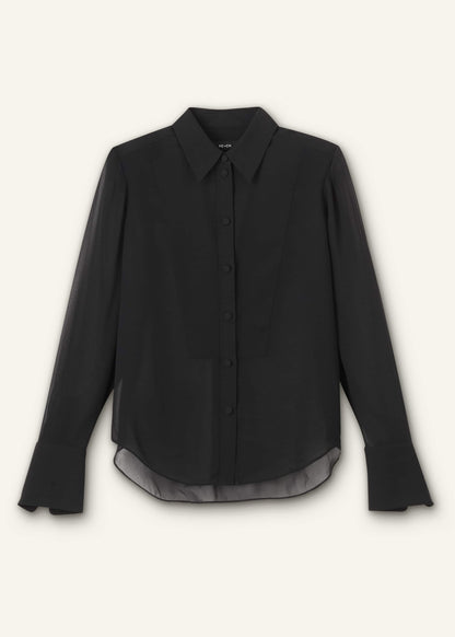 Black Sheer Silk Evening Blouse