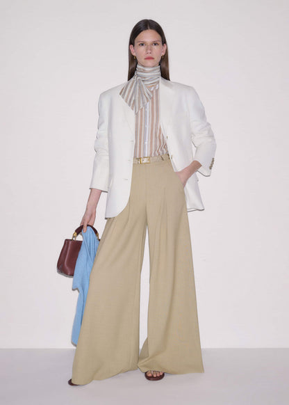 Brown Stripe Blouse + Tie