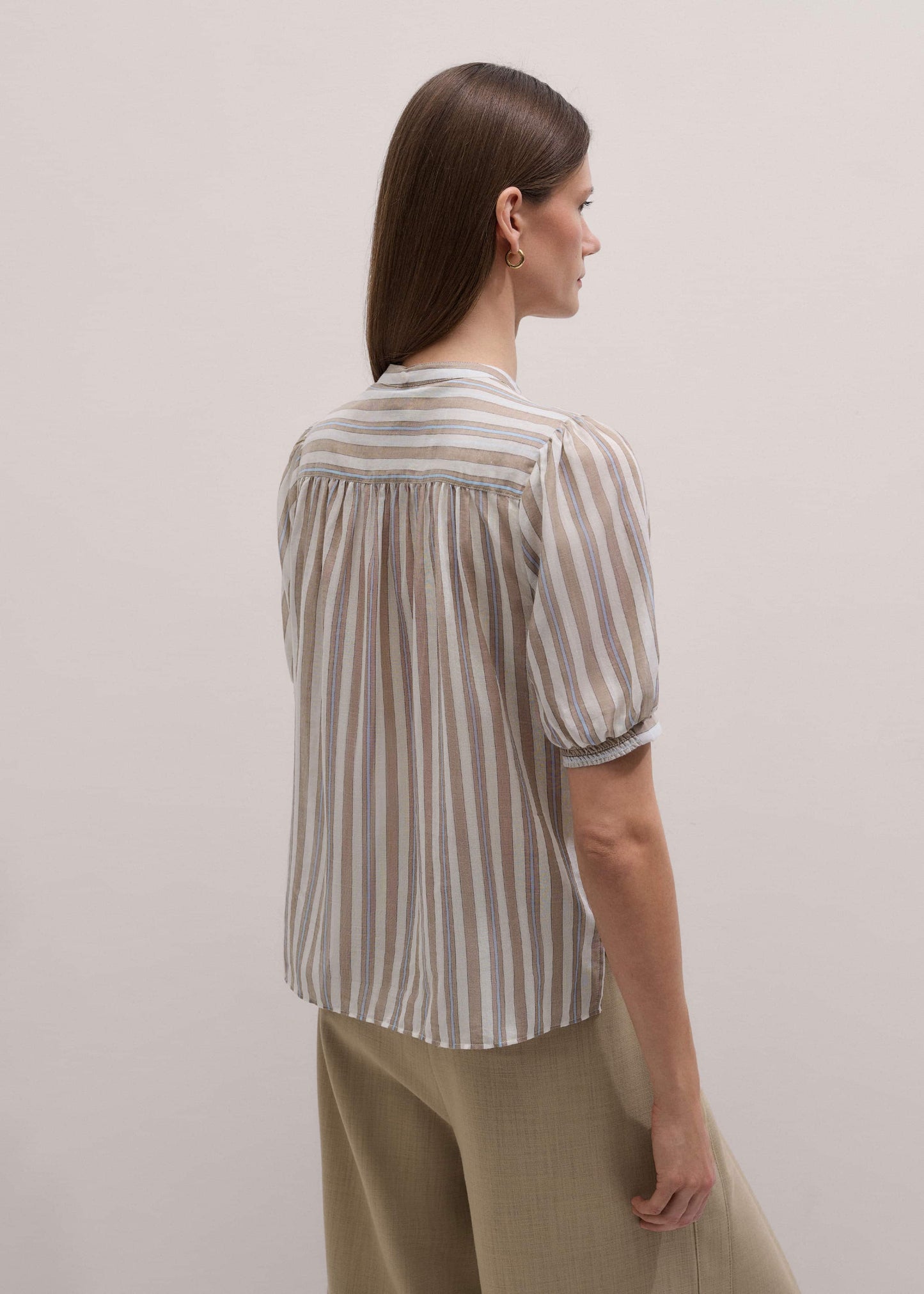 Brown Stripe Blouse + Tie