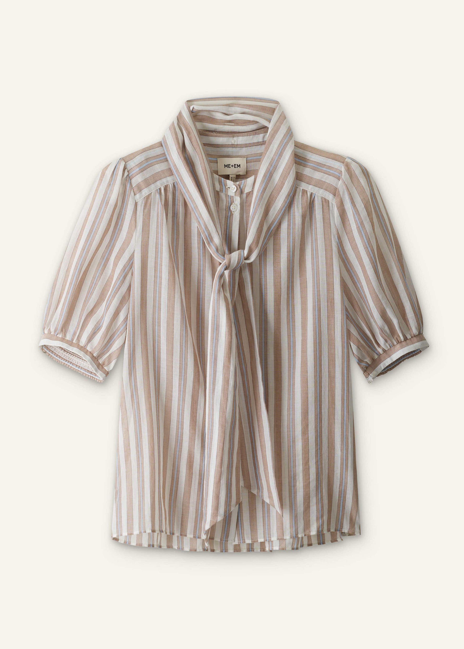Brown Stripe Blouse + Tie