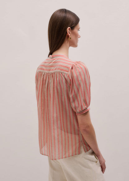 Orange Stripe Blouse + Tie