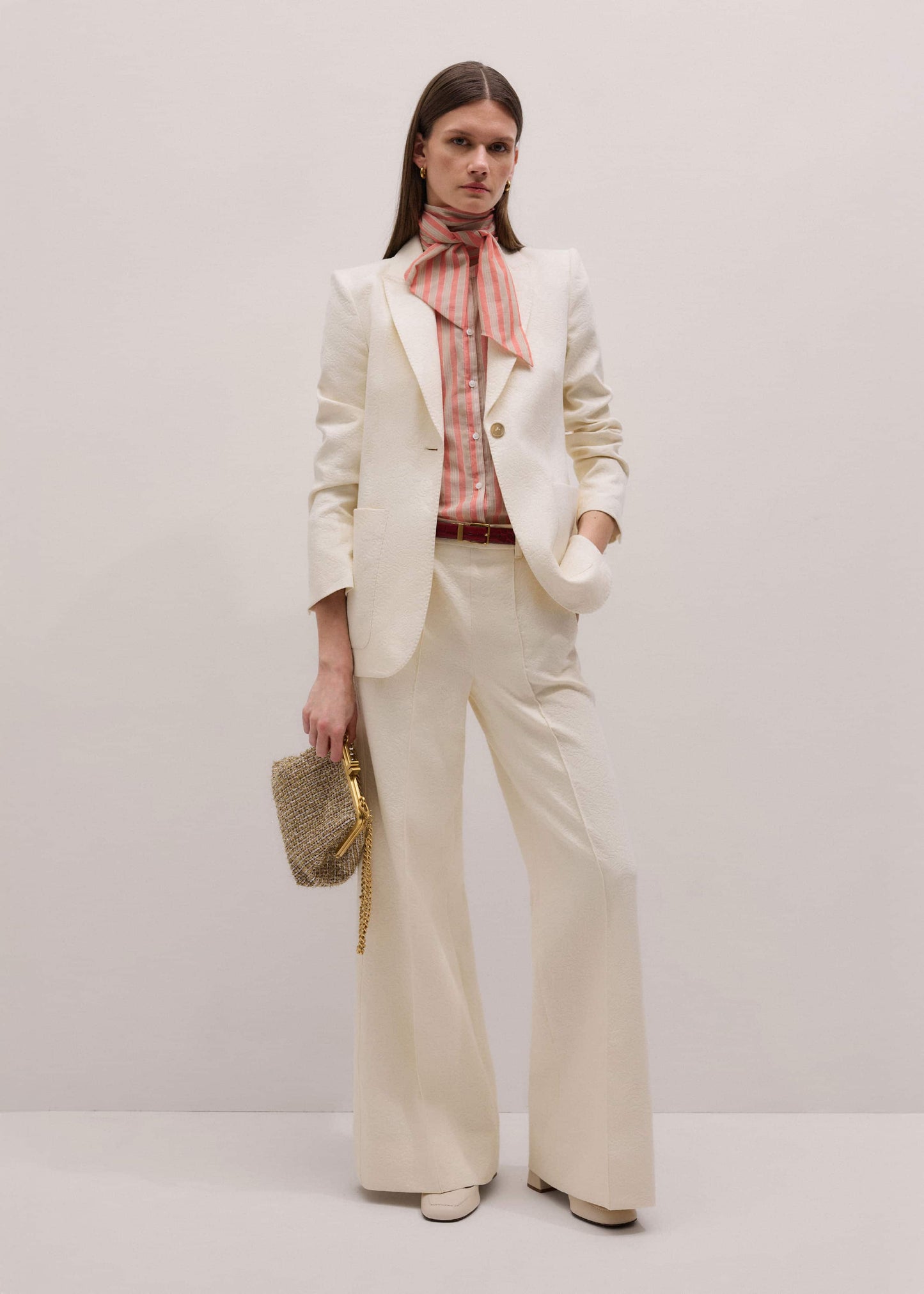 Orange Stripe Blouse + Tie