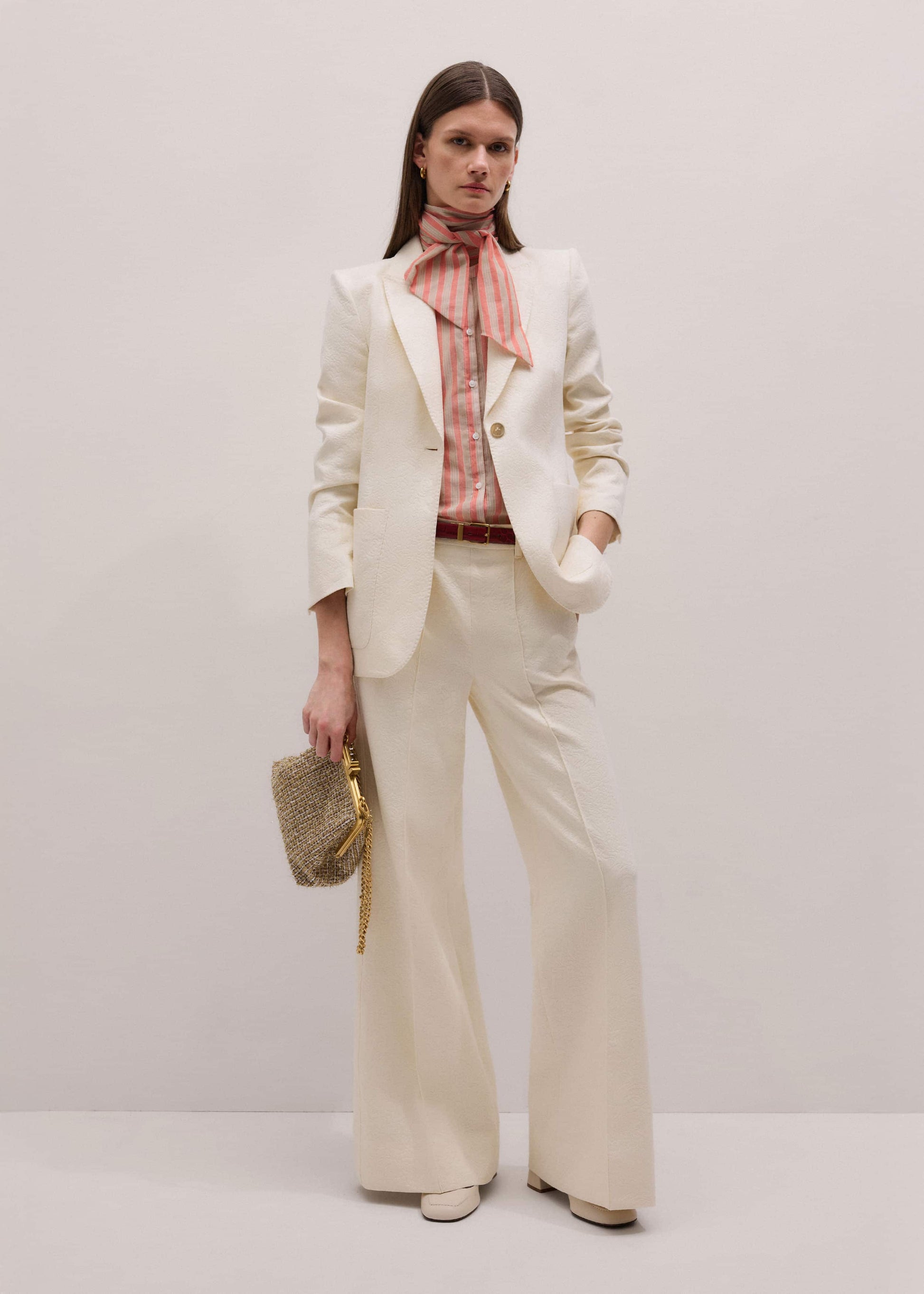 Orange Stripe Blouse + Tie