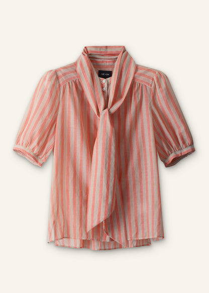 Orange Stripe Blouse + Tie