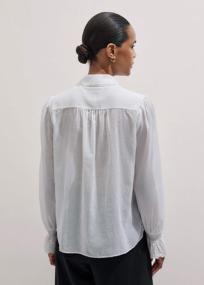 White Intricate Embroidery Blouse