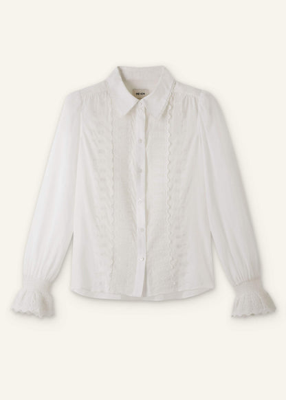 White Intricate Embroidery Blouse