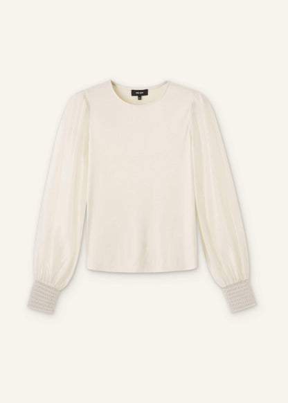 Cream Sheer Mixed Media Layering Blouse