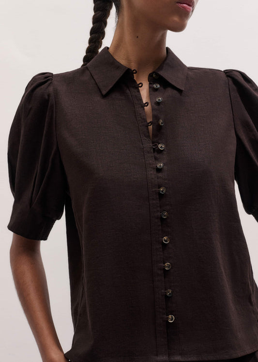 Brown Feminine Sleeve Blouse