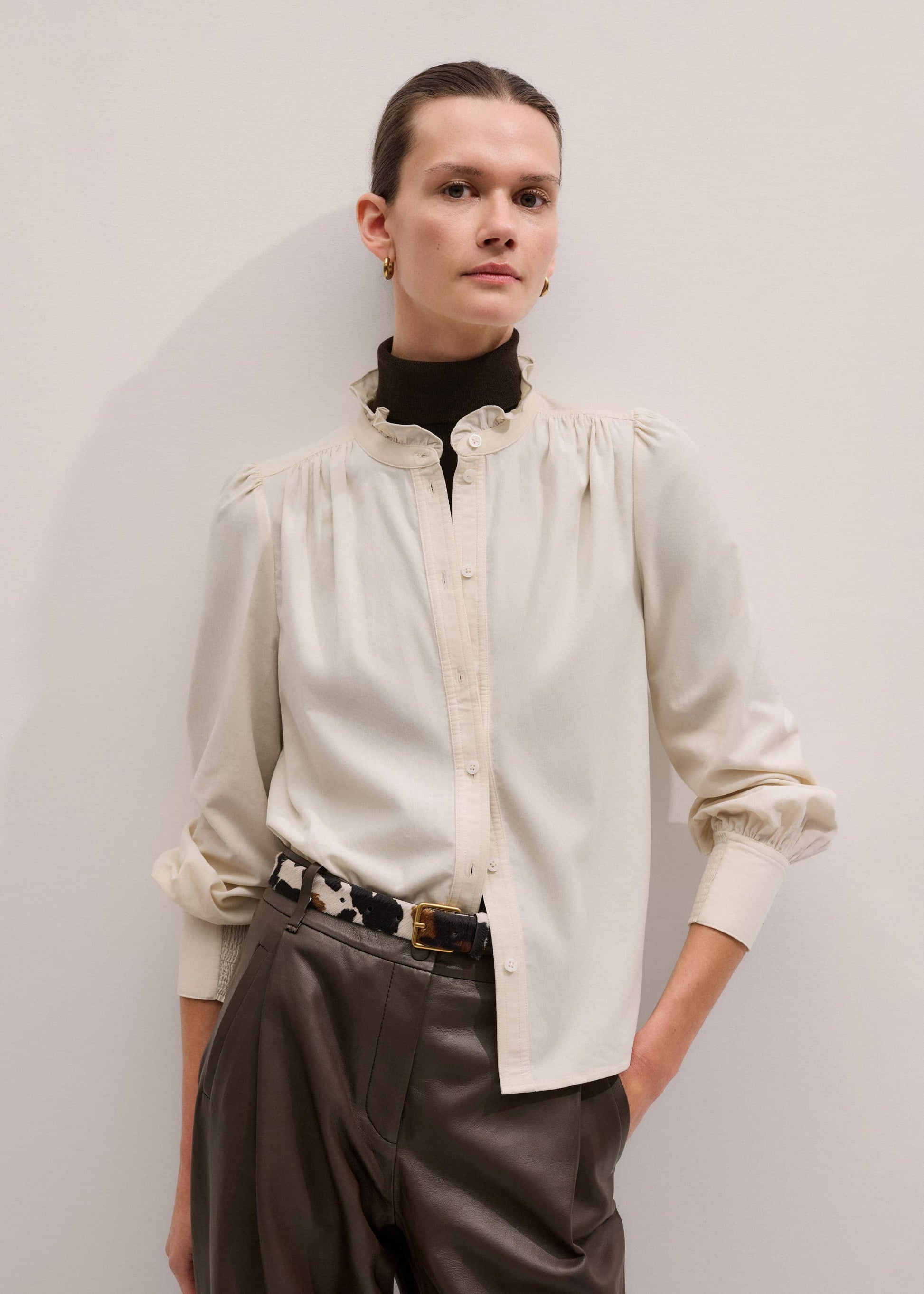 Cream Super Soft Micro Cord Blouse