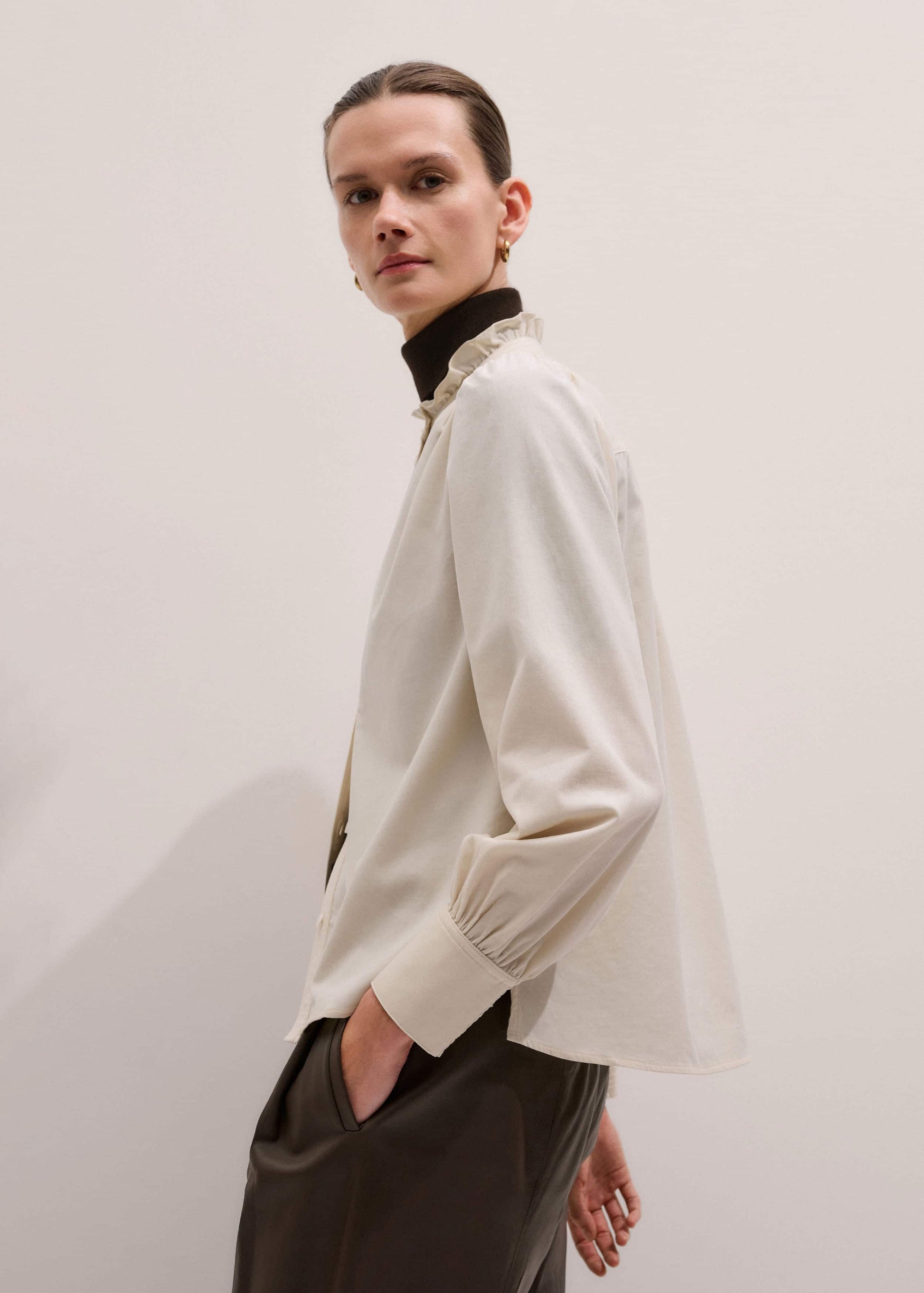 Cream Super Soft Micro Cord Blouse