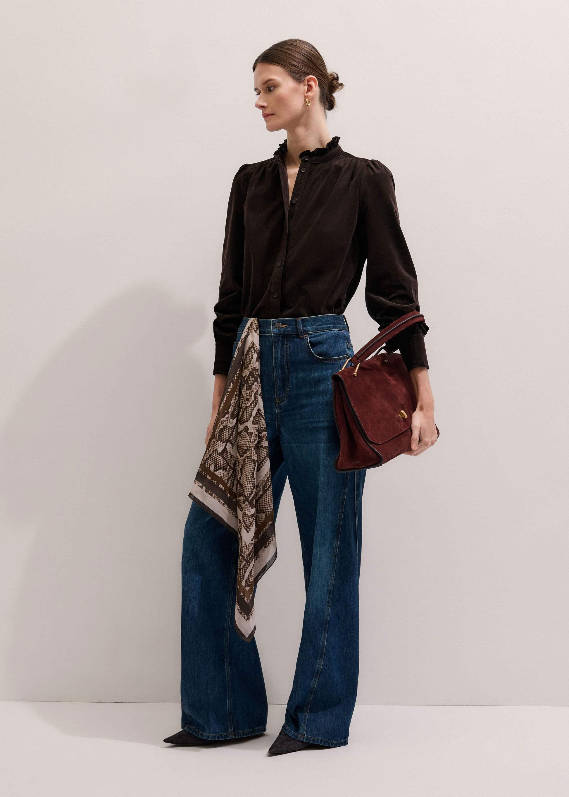 Brown Super Soft Micro Cord Blouse