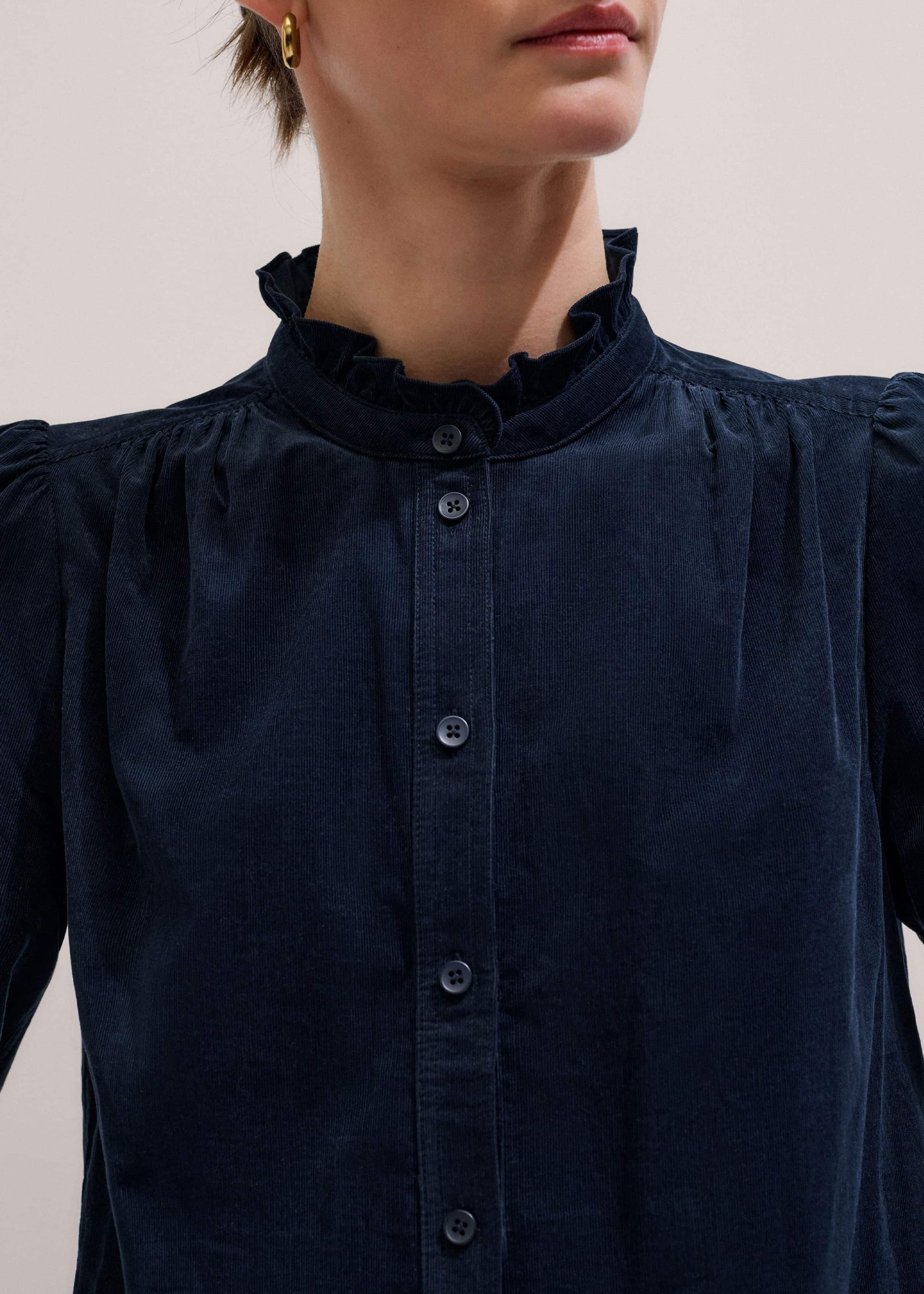 Navy Super Soft Micro Cord Blouse