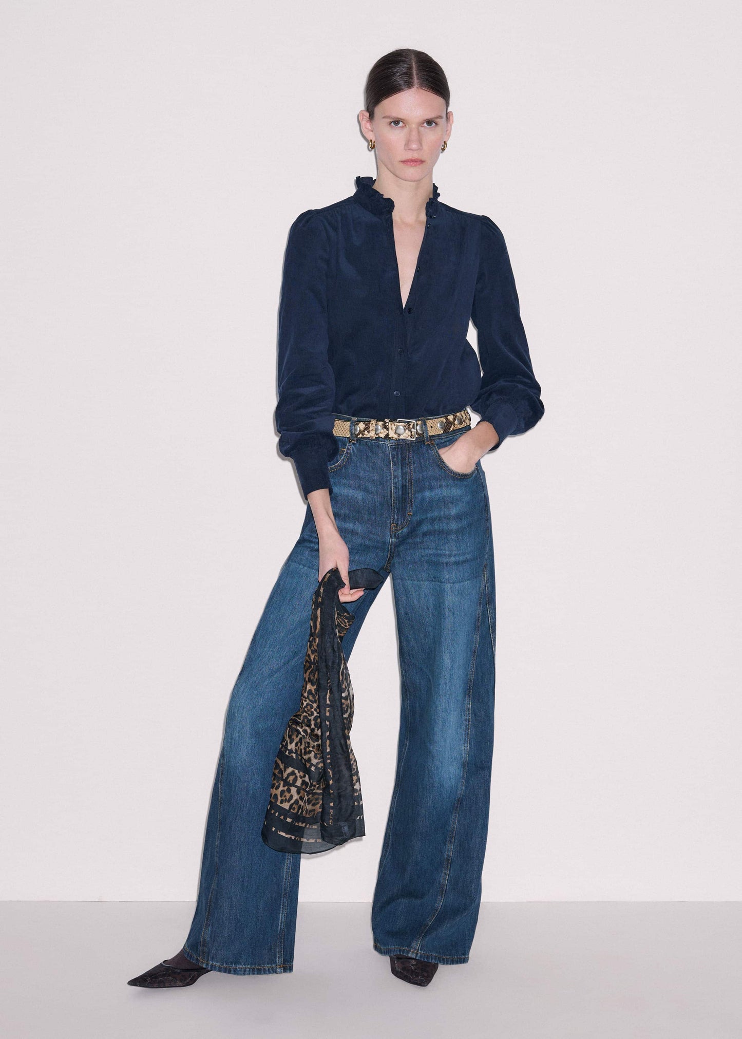 Navy Super Soft Micro Cord Blouse