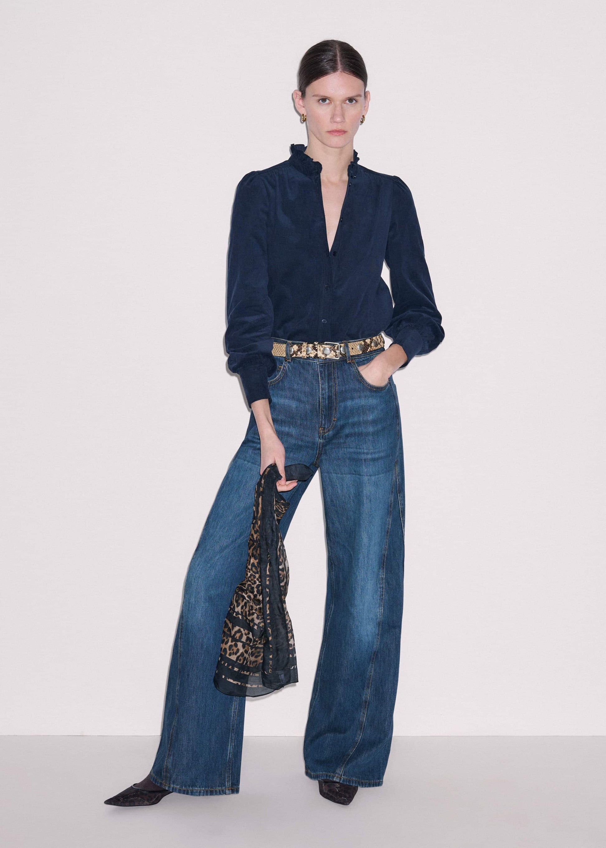 Navy Super Soft Micro Cord Blouse
