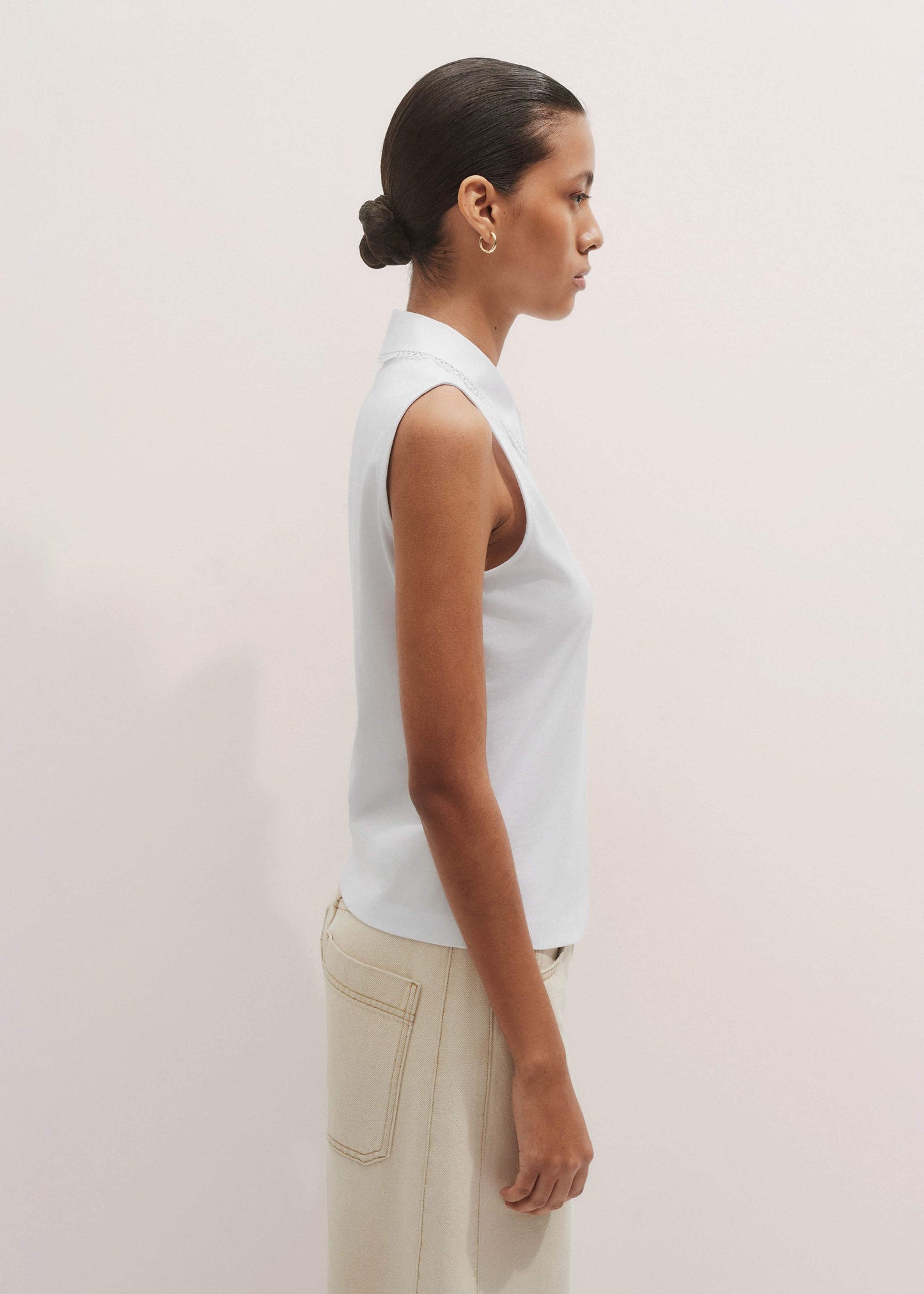 White Collared Layering Tank