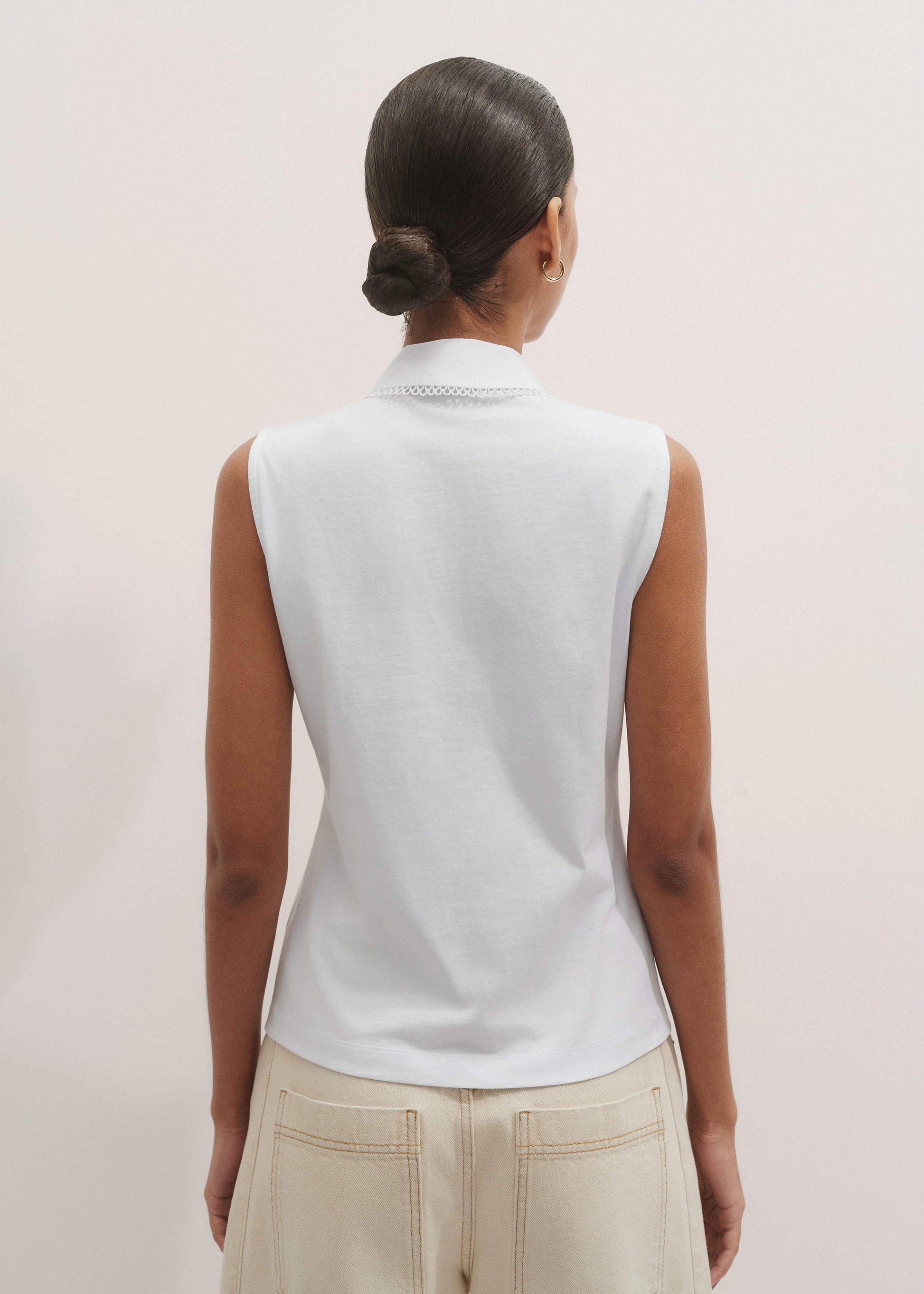 White Collared Layering Tank