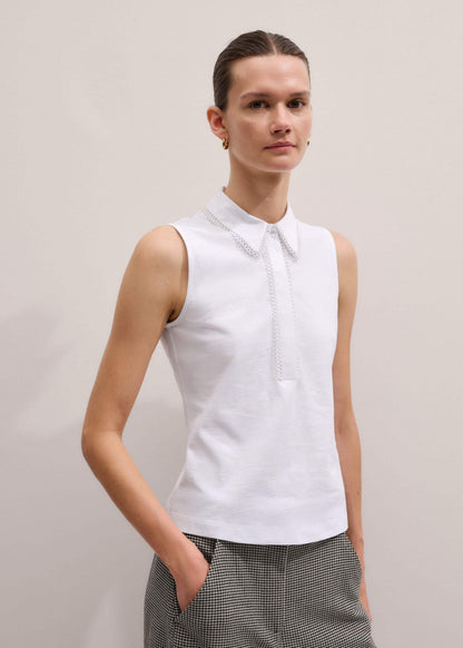 White Collared Layering Tank