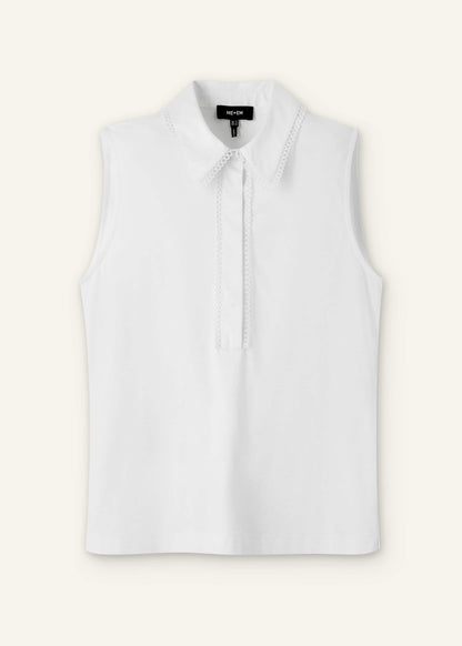 White Collared Layering Tank