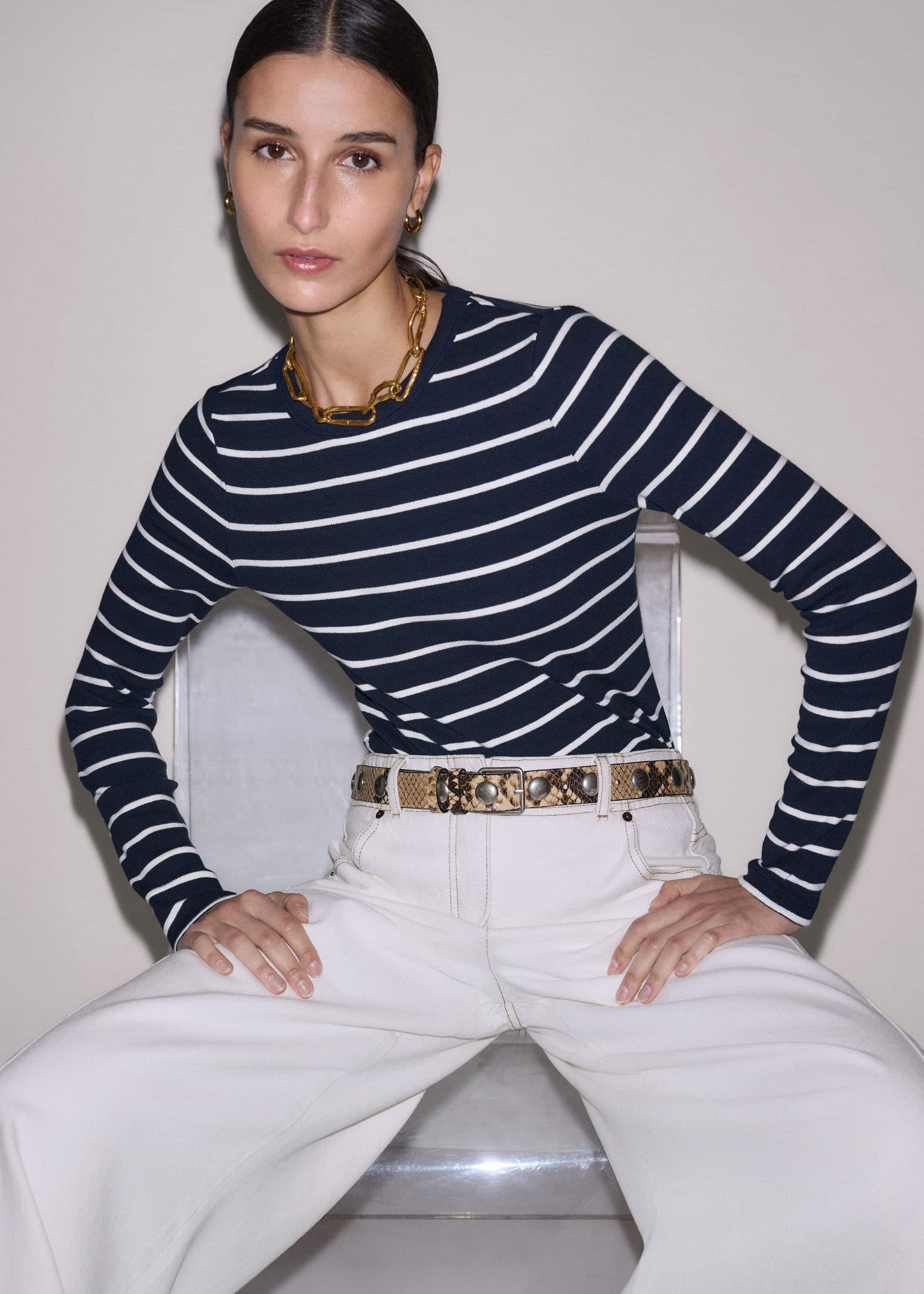 Navy Ultimate Rib Long Sleeve Top