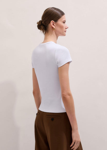 White Ultimate Fitted Rib Crew Neck Tee