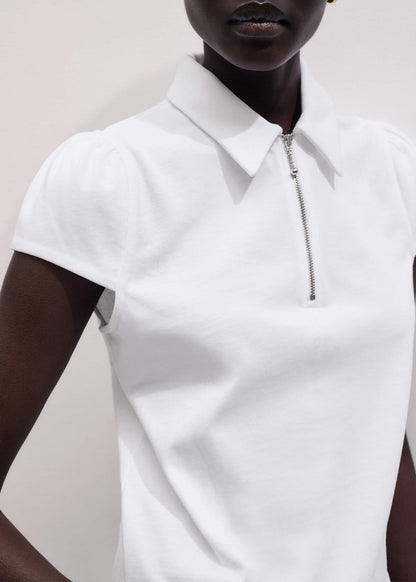White Cap Sleeve Polo Tee