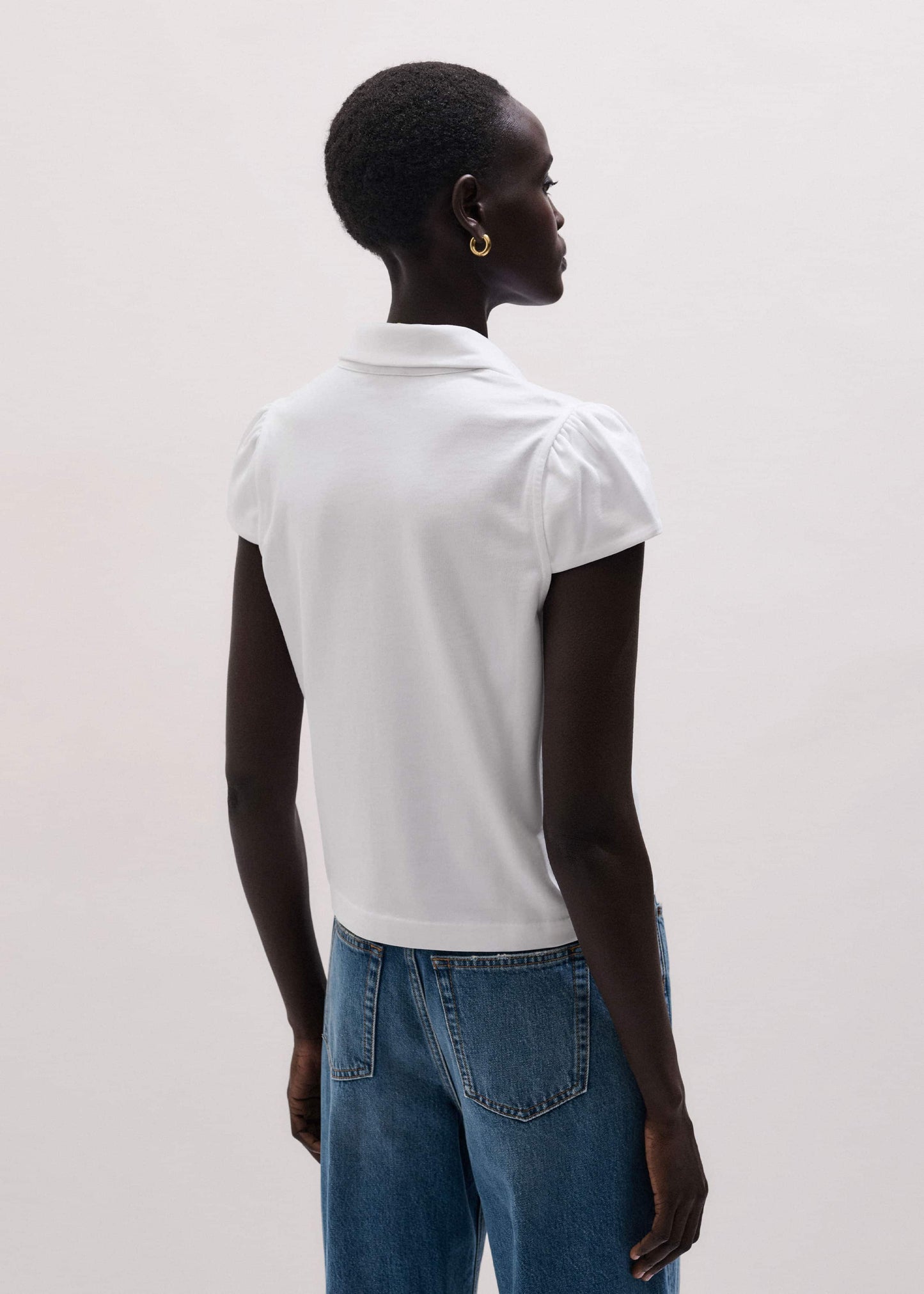 White Cap Sleeve Polo Tee