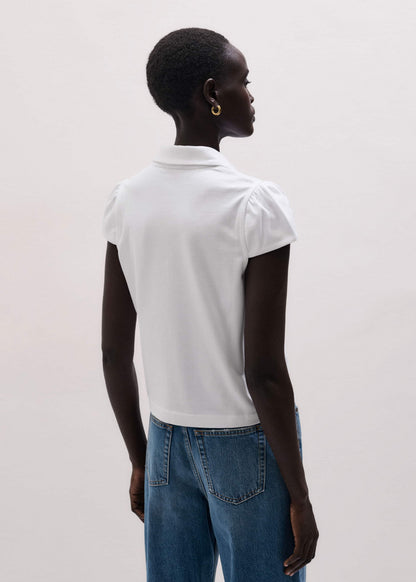 White Cap Sleeve Polo Tee