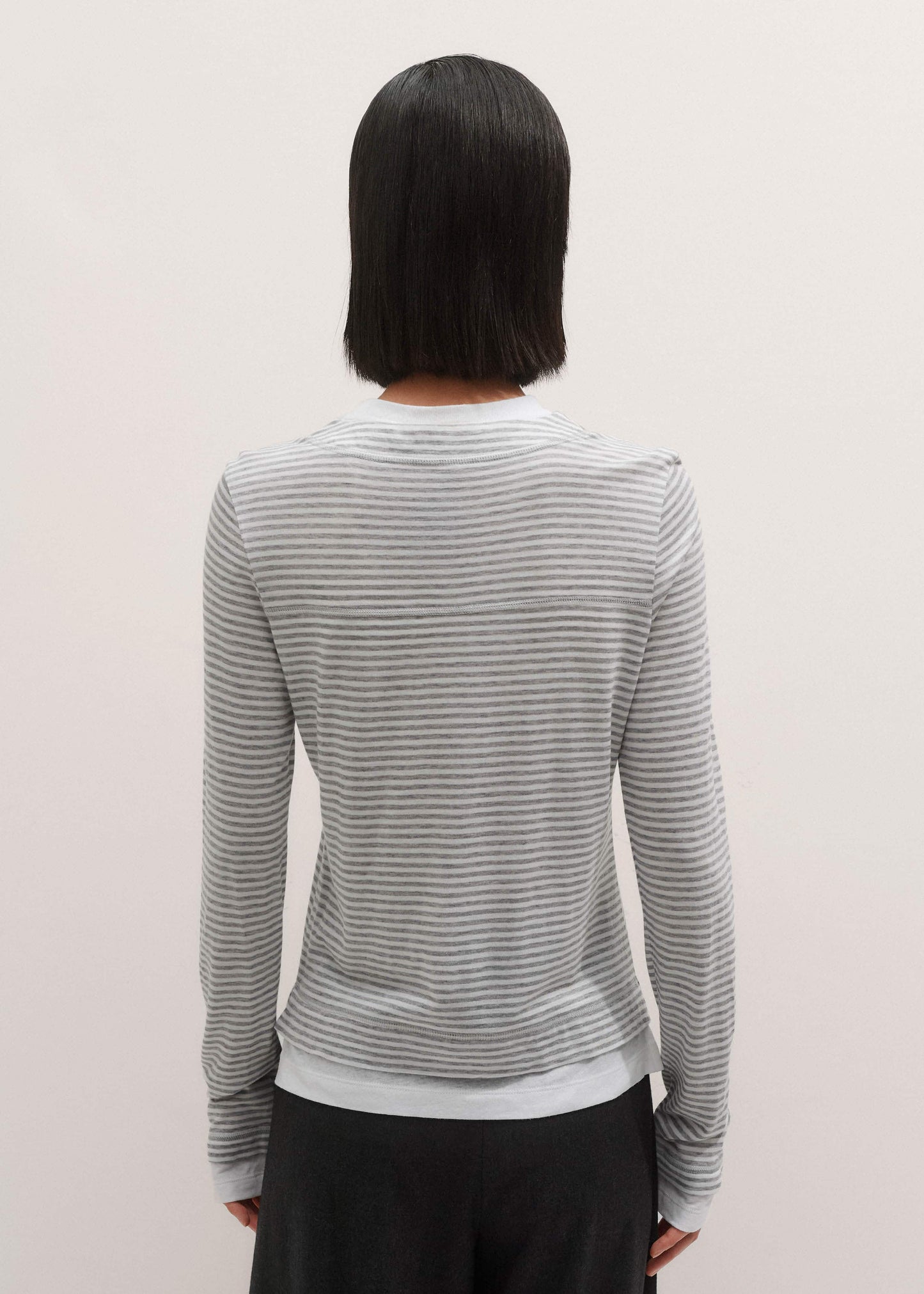 Gray Double-Layer Look Long Sleeve Top
