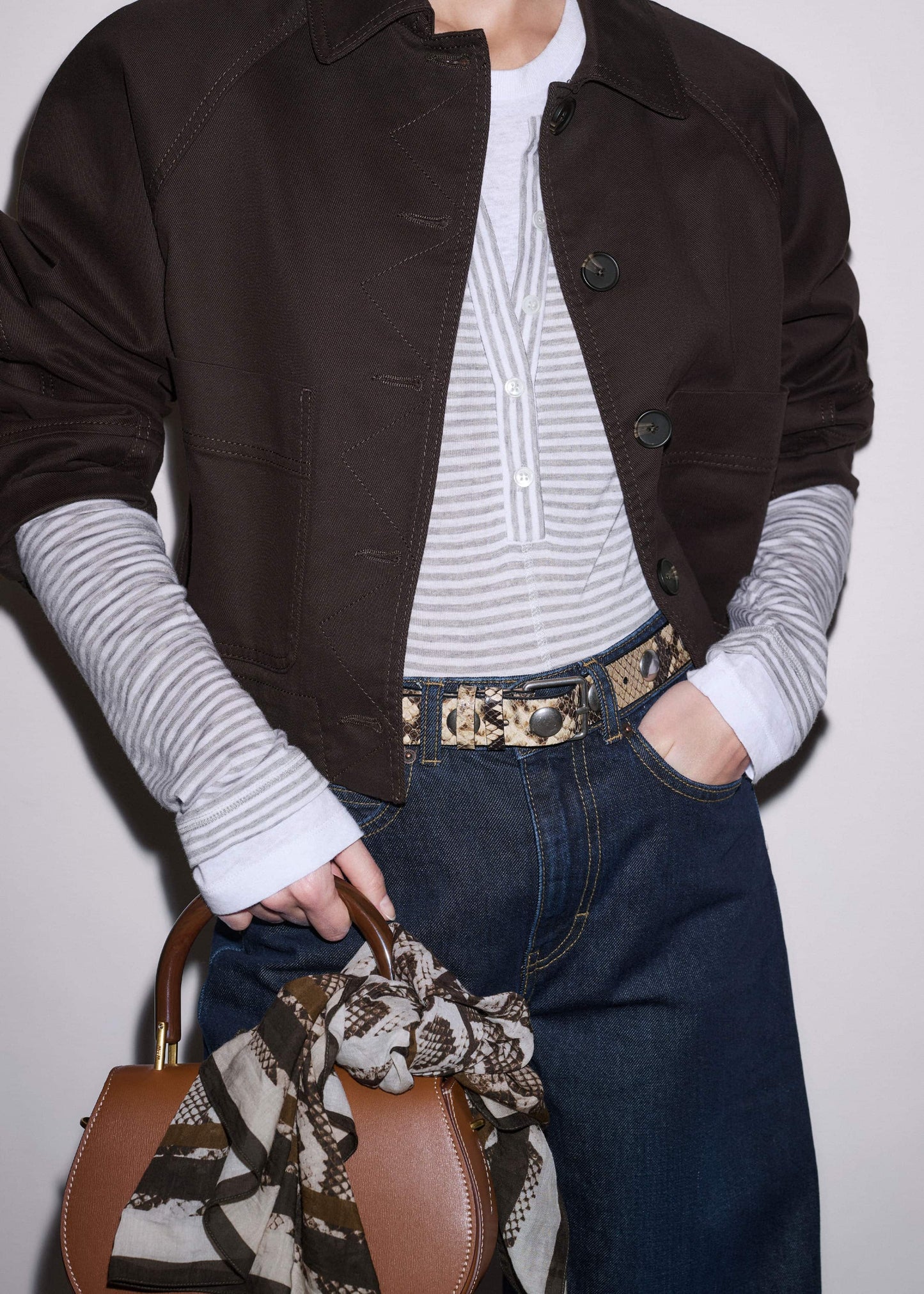 Gray Double-Layer Look Long Sleeve Top