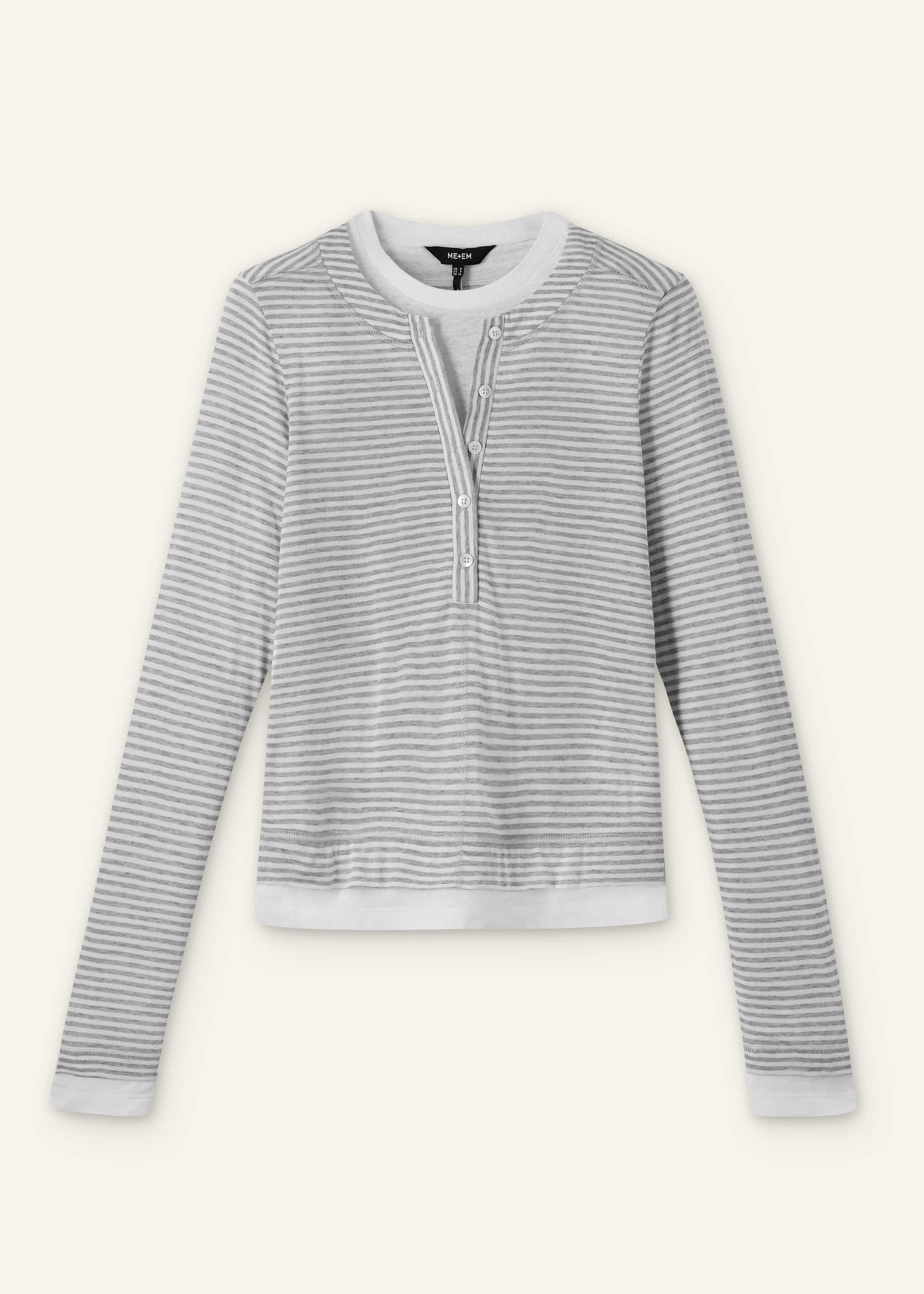 Gray Double-Layer Look Long Sleeve Top