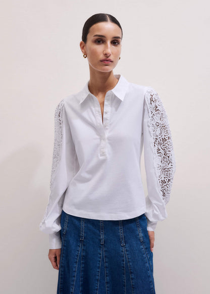 White Lace + Poplin Layering Shirt