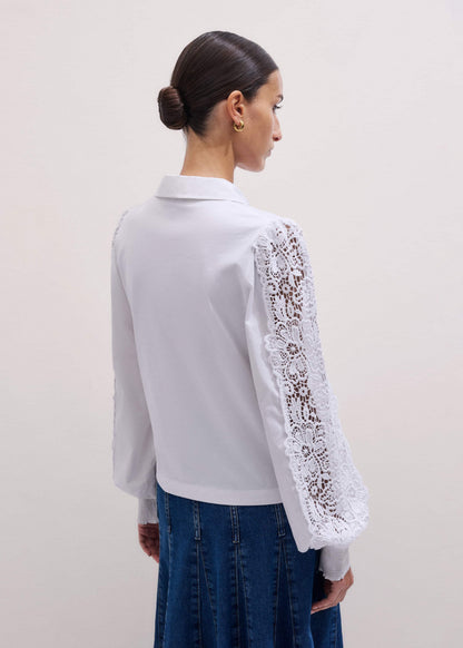 White Lace + Poplin Layering Shirt