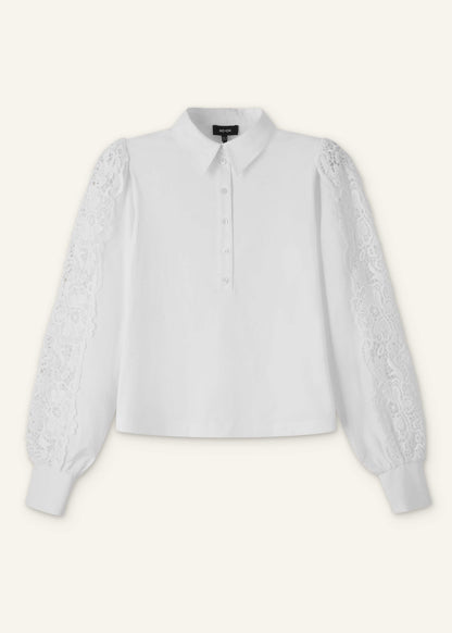 White Lace + Poplin Layering Shirt