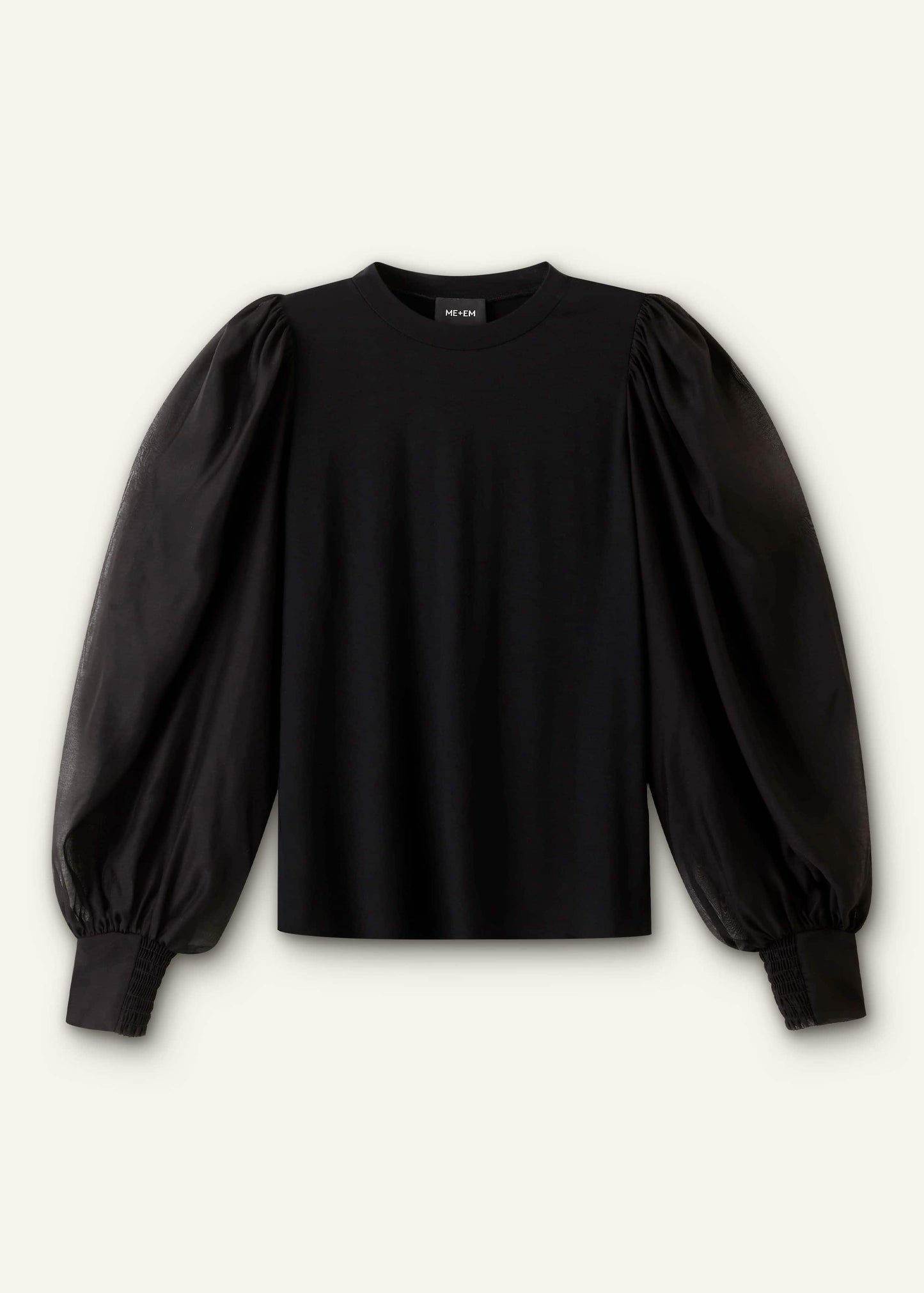 Black Balloon Sleeve Slim Layering Top
