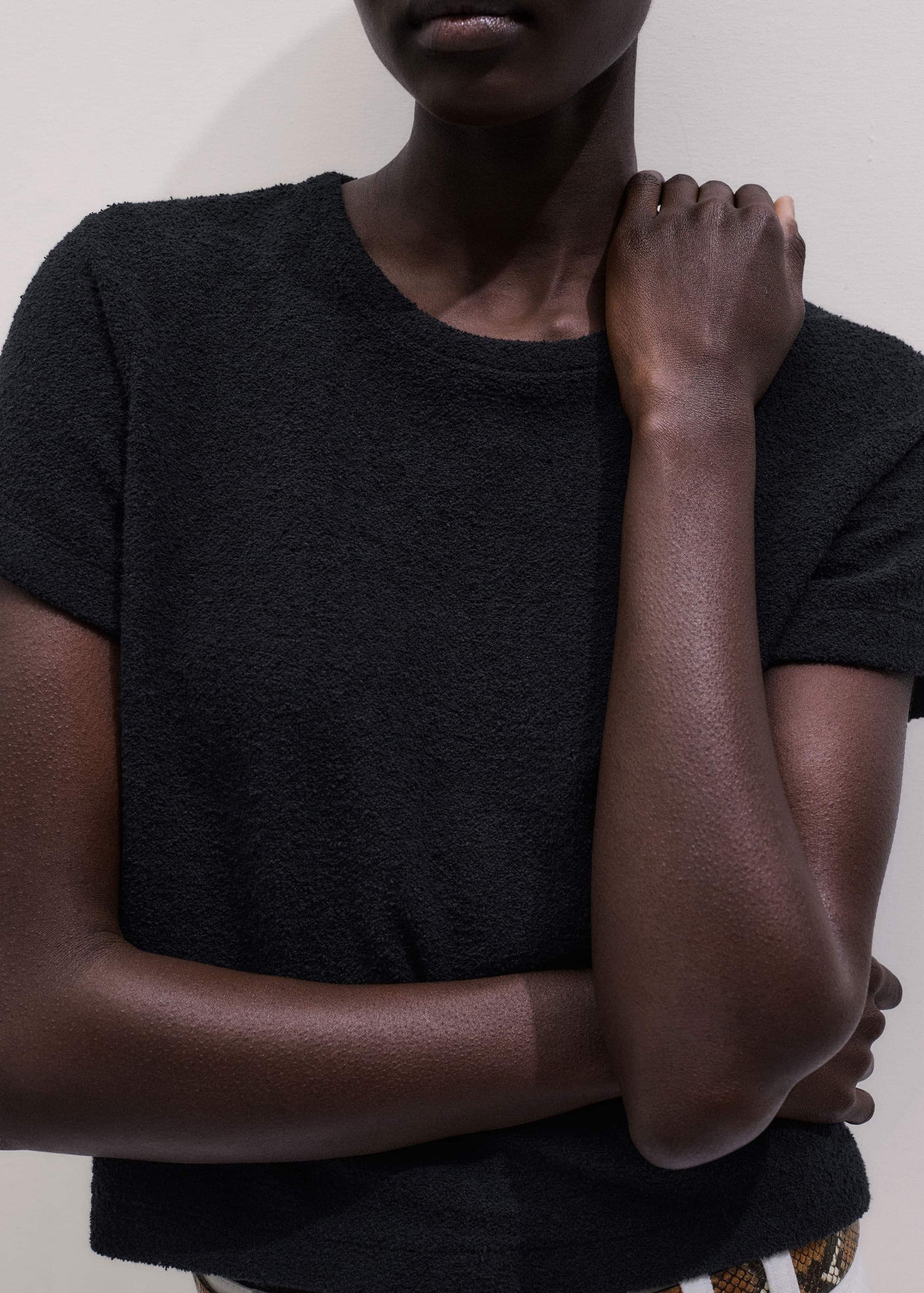 Black Textured Crew Neck Baby Tee
