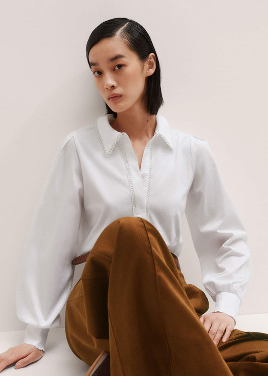 White Collared Layering Top
