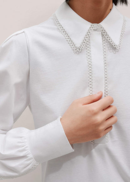 White Collared Layering Top